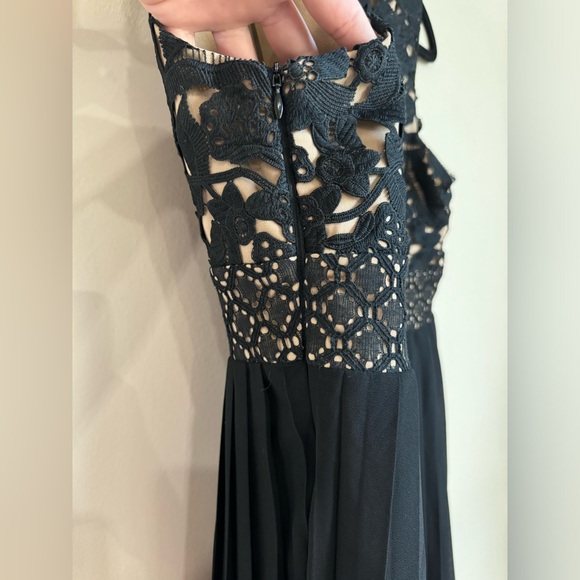 NWOT black and tan lace pleated heartloom dress - Picture 9 of 11